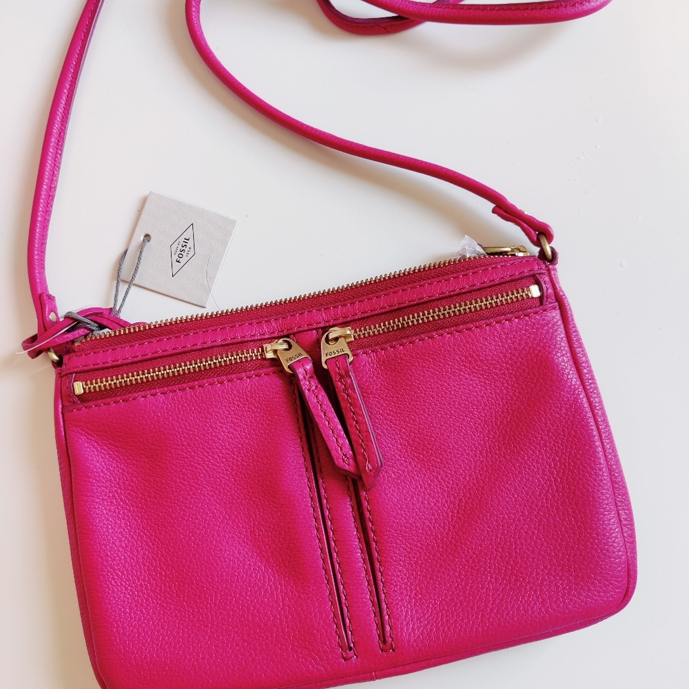 Fossil fushia cross bag